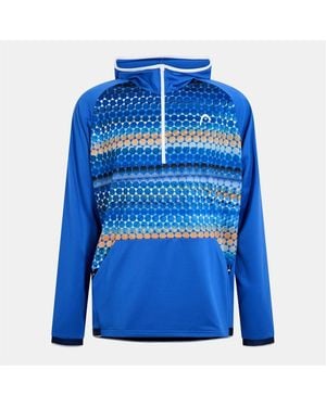 Head Hooded Neck Raglan Sleeve Sweatshirt - Blue