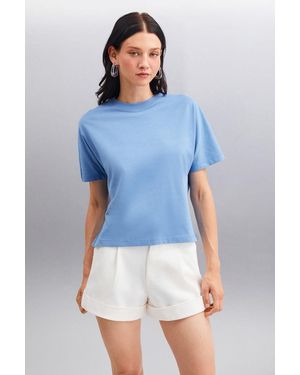 Grimelange Crew Neck Short Sleeve T-Shirt - Blue