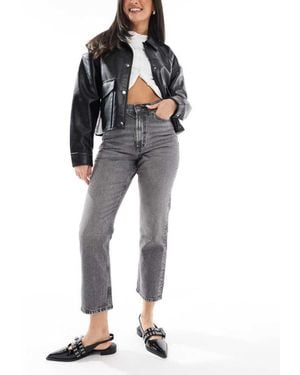 ASOS Cropped Mid Rise Straight Jeans - Blue