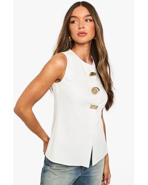 Boohoo Shell Trim Waistcoat - White