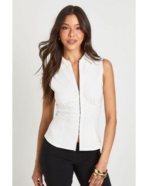 Boohoo Bengaline Sleeveless Hook & Eye Top - White
