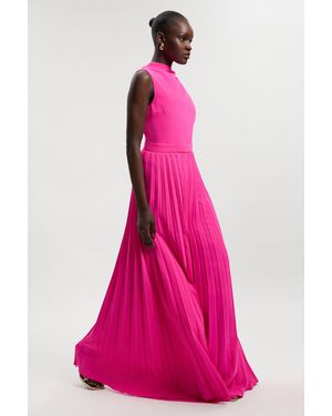 Karen Millen Soft Tailored Halter Neck Pleated Jumpsuit - Pink