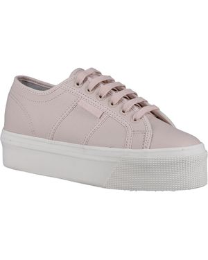Superga 2790 Leather Almond Trainers - Grey