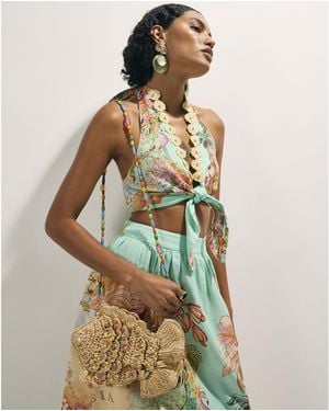 River Island Raffia Fish Crossbody Bag - Green