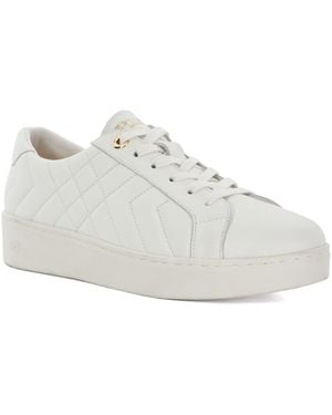 Dune Wf Egent Quilted Leather Lace Up Trainers - White