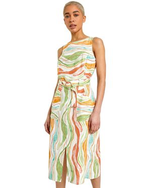 D.u.s.k Retro Wave Belted Midi Dress - Metallic