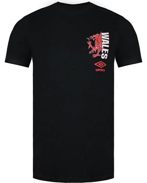 Umbro Wales Illustrated Dragon T-Shirt Cotton - Black