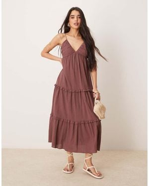 ASOS Crinkle Cami Maxi Dress - Brown