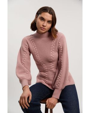 Karen Millen Knit Cable Yarn Peplum Jumper - Multicolour