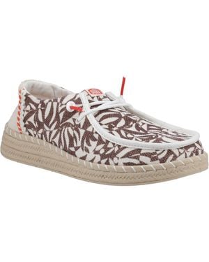 HEYDUDE Wendy Espadrille Retro Palm Cotton Blend Downtown/Egret Espadrilles - Brown