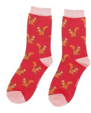 Miss Sparrow 1 Pack Ladies Novelty Animal Patterned Bamboo Socks - Red