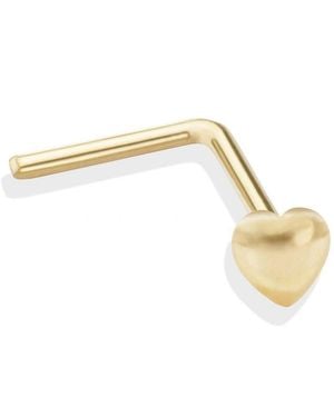 The Jewellery Stockroom 9Ct Domed Heart Nose Stud Earrings - Metallic