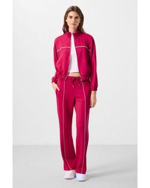 TOMMY LIFE Oversized Ritskraag Trainingsset - Rood