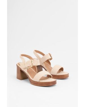 Good for the Sole Lessie Faux Suede High Block Heel Strap Sandals - Pink