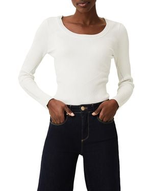 Phase Eight Dalma Chevron Fitted Knit Top - White