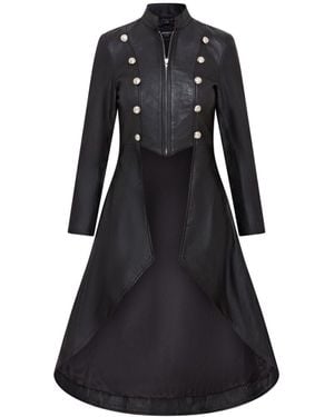 Infinity Leather Gothic Full Length Edwardian Coat - Black
