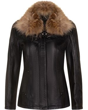 Infinity Leather Slim Fit Parker Jacket-Millom - Black