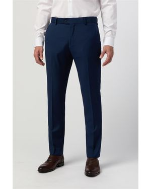 Antique Rogue Flat Fronted Slim Fit Suit Trousers - Blue