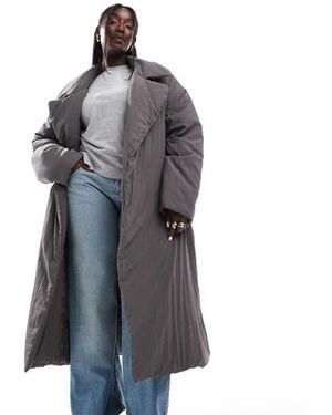 ASOS Design Clean Longline Puffer Coat - Grey