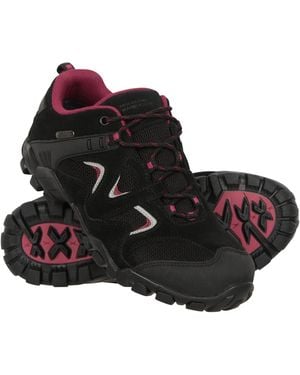 Mountain Warehouse 'Curlews' Walking Shoes Rubber Outsole Waterproof Trainers Leather - Black