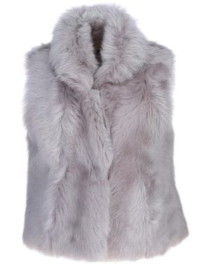 Ashwood Leather Real Sheepskin Oversized Fluffy Gilet - Grey