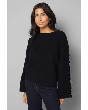 Wallis Crew Neck Trim Detail Jumper - Blue