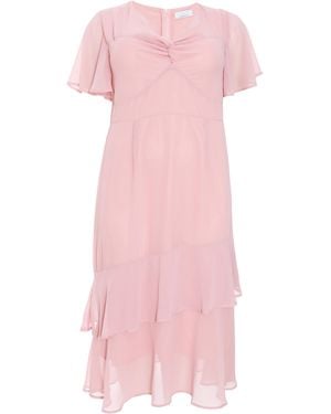 Quiz Curve Chiffon Midaxi Dress - Pink