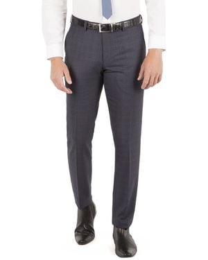 Limehaus Windowpane Check Slim Fit Trouser - Blue