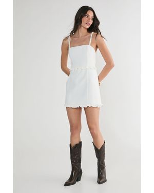 Nasty Gal Ruched Strap Ruffle Tailored Mini Dress - White
