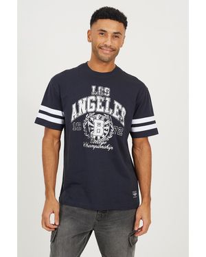 Brave Soul Cotton Jersey Graphic T-Shirt - Blue