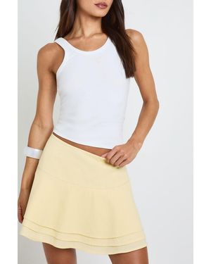 Boohoo Tall Linen Look Double Layer Mini Skirt - White