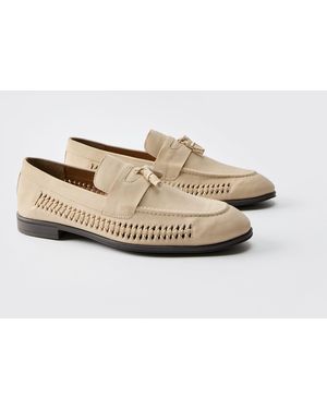 BoohooMAN Tassel Weave Loafer - Natural