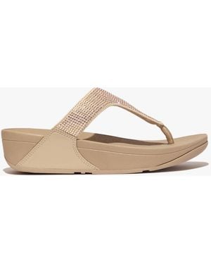 Fitflop Lulu Crystal Toe Post Latte - White