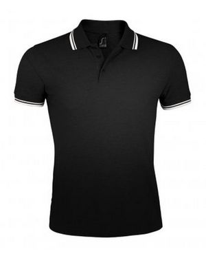 Sol's Pasadena Tipped Short Sleeve Pique Polo Shirt Cotton - Black