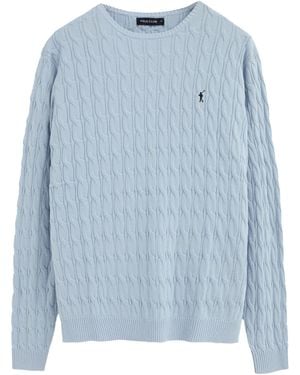 POLO CLUB Light- Cable-Knit Jumper With Rigby Go Logo - Blue