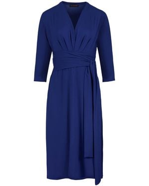 Conquista Electric Empire Line Dress With Belt - Blue