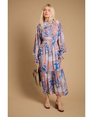 Oasis Ruffle Detail Midi Dress - Blue
