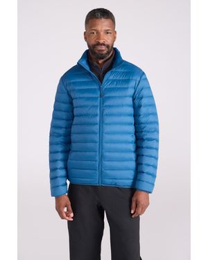 Mountain Warehouse 'Featherweight' Down Jacket Water Resistant Puffer Full Zip Winter Coat Polyamide - Blue