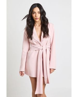 Boohoo Obi Tie Waist Tailored Blazer Dress - Pink