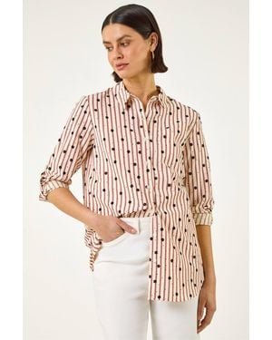 Roman Floral Stripe Buttoned Shirt - Multicolour