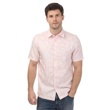 Ted Baker Flaisby Linen Blend Floral Print Shirt - Pink