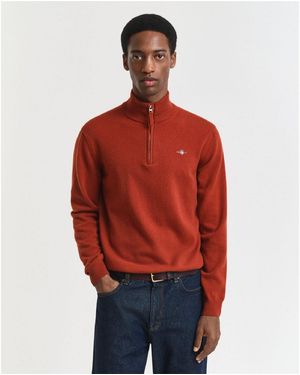 GANT Lambswool Half Zip Fleece - Red