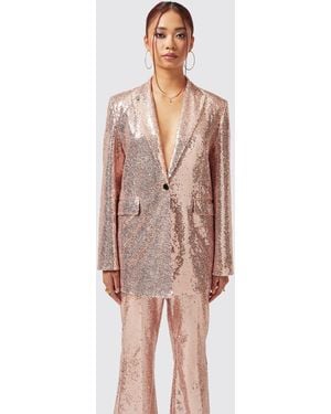 Twisted Tailor Caladium Slim Fit Sequin Jacket - Pink