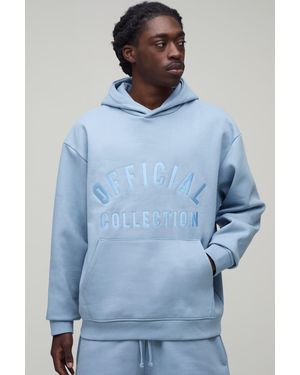 BoohooMAN Heavyweight Embroidered Oversized Hoodie - Blue