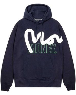 Money Block Stencil Hoodie Cotton - Blue