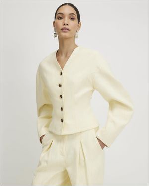 River Island Jacket Linen Look Cocoon Sleeve Seamed Cotton - Natural