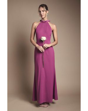 Oasis Halter Pleat Detail Maxi Bridesmaid Dress - Pink
