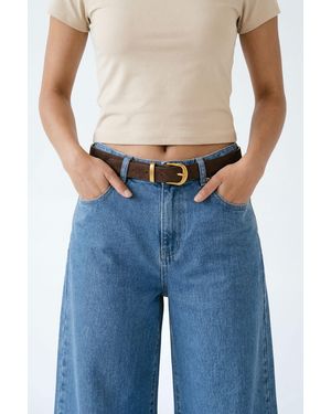 Boohoo Faux Suede Buckle Belt - Blue