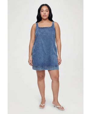 Boohoo Plus A-Line Square Neck Mini Dress - Blue