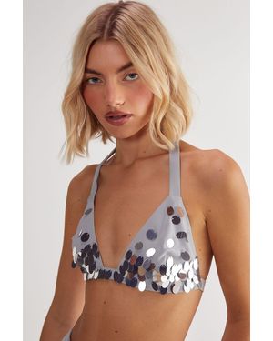 Nasty Gal Hand Embellished Ombre Sequin Bralet - Grey